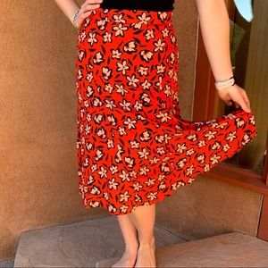 Who What Wear floral midi skirt red and blue